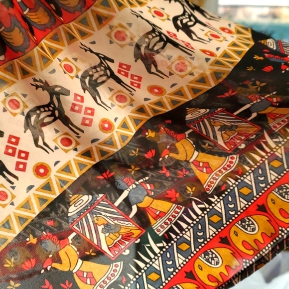 ♥️💕Staring at Stars bohemian print sheer tunic top size M - Picture 2 of 8